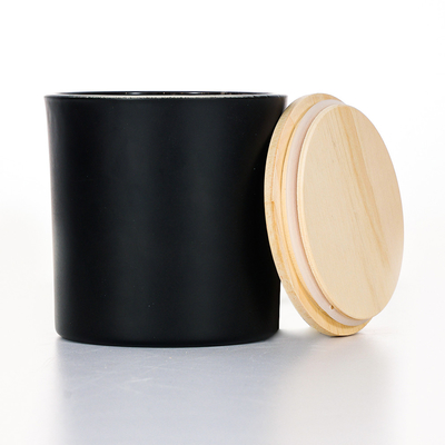 شمع معطر شیشه ای درب مشکی چوبی 420 گرمی 10*10 سانتی متر