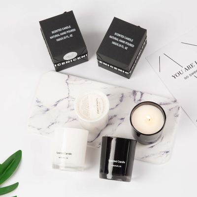 AROMA HOME عمده فروشی شمع شیشه ای معطر لوکس لیبل خصوصی مشکی با کیفیت بالا