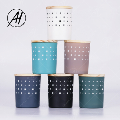 AROMA HOME شیشه شیشه ای درب چوبی بدون دود شمع موم سویا برچسب خصوصی 5.5OZ 7OZ 8OZ