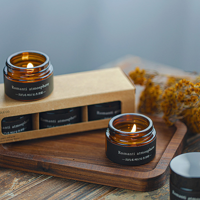 شمع معطر 25 گرمی موم سویا رنگ قهوه ای کریسمس با جعبه 3 عددی