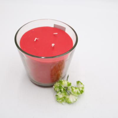 شمع پارافین ساده قرمز معطر سفارشی آروما در شیشه شیبدار
