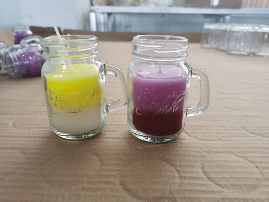 شمع معطر سفارشی با دسته با موم سویا خانگی عطر