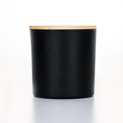 شمع معطر شیشه ای درب مشکی چوبی 420 گرمی 10*10 سانتی متر