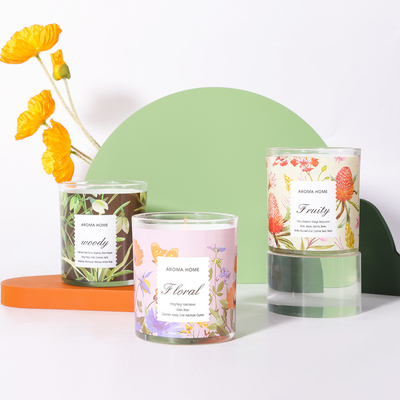 100% 1 فتیله پنبه ای واکس گل شیشه ای شمع معطر ست عروسی لوکس