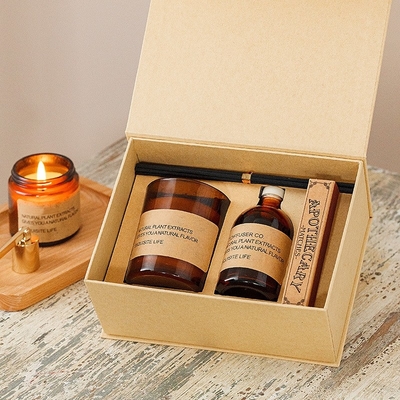برچسب خصوصی کبریت پالت چوبی شمع معطر موم سویا ست هدیه پخش کننده نی