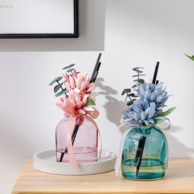 فلاور فیبر استیک عطر آروماتراپی بطری شیشه ای گرد نی دیفیوزر 400 میلی لیتری