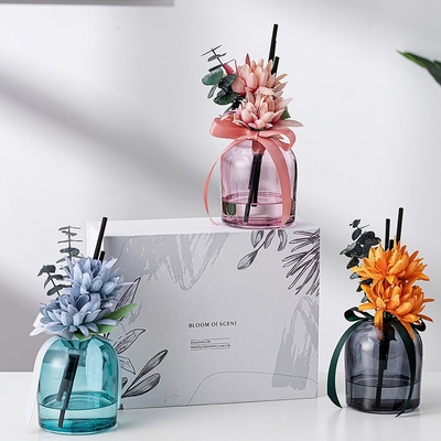فلاور فیبر استیک عطر آروماتراپی بطری شیشه ای گرد نی دیفیوزر 400 میلی لیتری