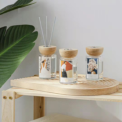 پخش کننده نی بطری شیشه ای کریستال عطر عطر اسانس با چوب