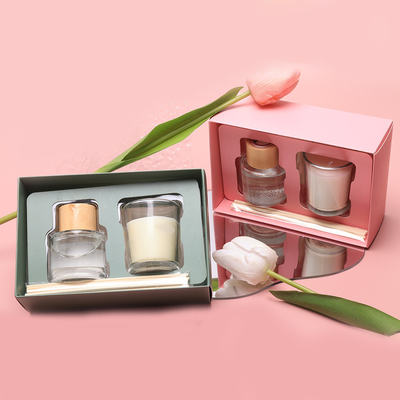 مجموعه گیفت شمع معطر مینی کوچک و لوکس لیبل سفارشی شیشه ای مشکی شفاف