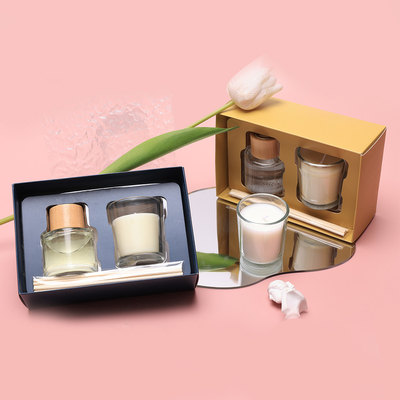 مجموعه گیفت شمع معطر مینی کوچک و لوکس لیبل سفارشی شیشه ای مشکی شفاف