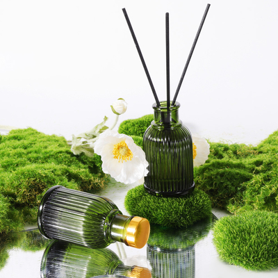 بطری شیشه ای عطر رید دیفیوزر برچسب خصوصی 100 میلی لیتری با درب فلزی طلایی
