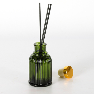 بطری شیشه ای عطر رید دیفیوزر برچسب خصوصی 100 میلی لیتری با درب فلزی طلایی