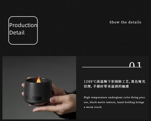 AROMA HOME عمده فروشی سفارشی خانه تزئینی مشکی چوبی مشکی شمع معطر درب فلزی سرامیکی خلاقانه
