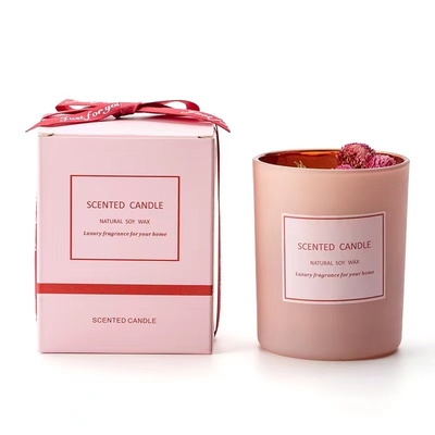 AROMA HOME برچسب خصوصی صورتی عاشقانه آروماتراپی لوکس گل خشک معطر شمع واکس سویا برای صحنه رویدادها