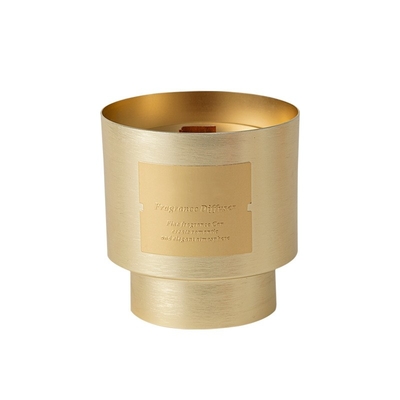 AROMA HOME سفارشی برچسب خصوصی منحصر به فرد Wood Wick شمع شیشه های فلزی با روکش طلا با موم سویا برای هدیه روز ولنتاین
