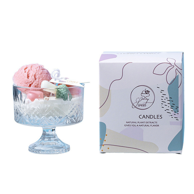 AROMA HOME عمده فروشی منحصر به فرد بستنی معطر شمع برای دکور خانه دست ساز شیشه ای واکس سویا شمع هدایای کریسمس