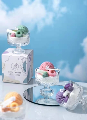 AROMA HOME عمده فروشی منحصر به فرد بستنی معطر شمع برای دکور خانه دست ساز شیشه ای واکس سویا شمع هدایای کریسمس