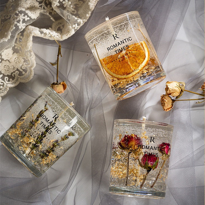 AROMA HOME دکور گل عطر ژله شمع ژل برچسب خصوصی لوکس شمع معطر موم سویا در ظرف شیشه ای