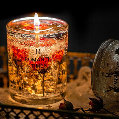 AROMA HOME دکور گل عطر ژله شمع ژل برچسب خصوصی لوکس شمع معطر موم سویا در ظرف شیشه ای