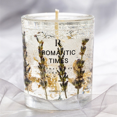 AROMA HOME دکور گل عطر ژله شمع ژل برچسب خصوصی لوکس شمع معطر موم سویا در ظرف شیشه ای