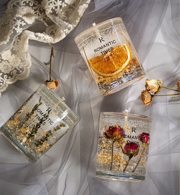 AROMA HOME دکور گل عطر ژله شمع ژل برچسب خصوصی لوکس شمع معطر موم سویا در ظرف شیشه ای