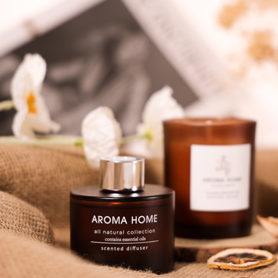 مجموعه کادویی شمع های معطر AROMA HOME با فروش داغ شیشه ای شیشه ای عطر روغنی لوکس نی قهوه ای دیفیوزر