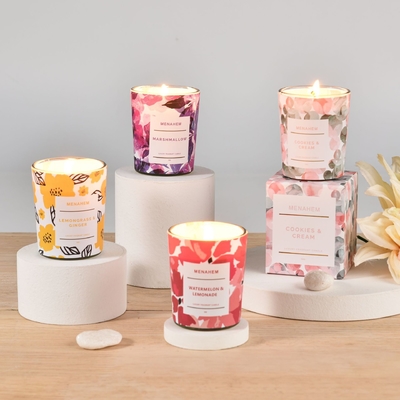AROMA HOME عمده فروشی لوکس ست هدیه خانگی با عطر خلاقانه گل شیشه ای شمع معطر موم سویا