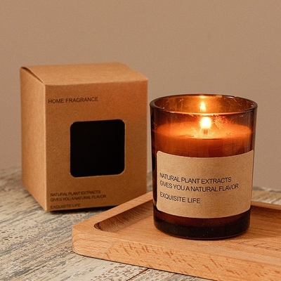 AROMA HOME Factory Direct Brown Glass Soy Wax Aromatherapy عطر بدون دود زینت سلامتی هدیه شمع معطر