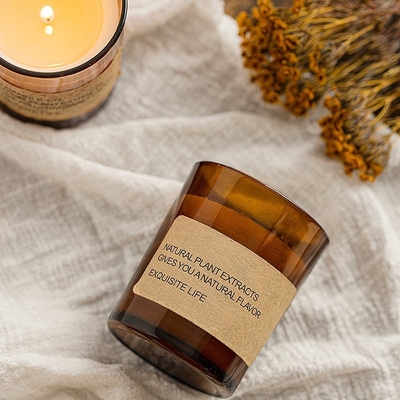 AROMA HOME Factory Direct Brown Glass Soy Wax Aromatherapy عطر بدون دود زینت سلامتی هدیه شمع معطر
