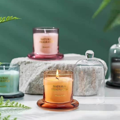 برچسب استوک سفارشی رز کهربایی آبنوس تازه کرم قهوه بهار تازه شمع های معطر مومی در شیشه با درب زنگ
