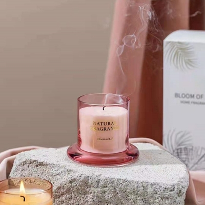 برچسب استوک سفارشی رز کهربایی آبنوس تازه کرم قهوه بهار تازه شمع های معطر مومی در شیشه با درب زنگ