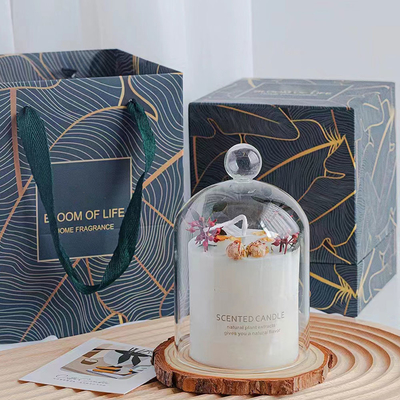 شمع معطر شیشه ای واکس سویا هتل هوم با درب زنگی پایه چوبی پوتپوری