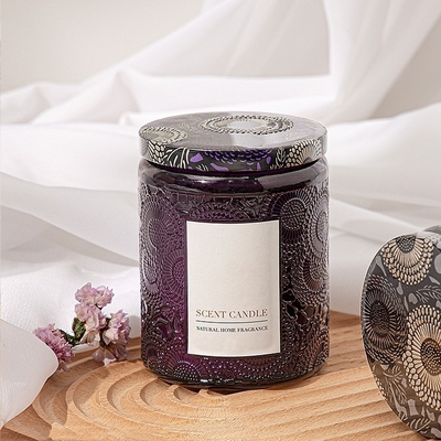 AROMA HOME ارگانیک منحصر به فرد شمع معطر شیشه ای برجسته با جعبه هدیه
