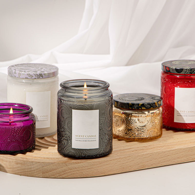 AROMA HOME ارگانیک منحصر به فرد شمع معطر شیشه ای برجسته با جعبه هدیه