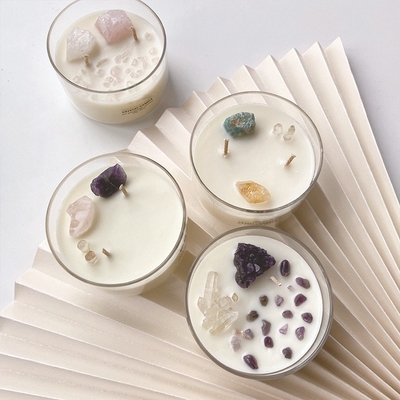 AROMA HOME آرم سفارشی شمع های سنگ کریستال موم سویا با معطر بزرگ 10 اونس