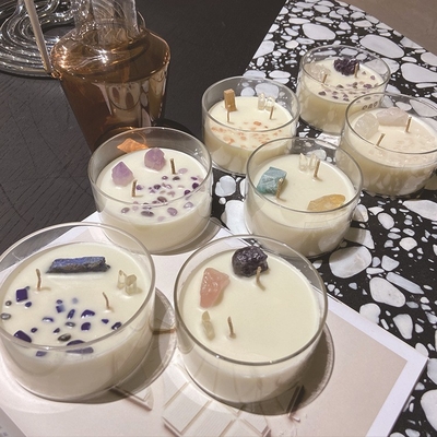 AROMA HOME آرم سفارشی شمع های سنگ کریستال موم سویا با معطر بزرگ 10 اونس