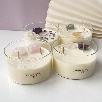 AROMA HOME آرم سفارشی شمع های سنگ کریستال موم سویا با معطر بزرگ 10 اونس