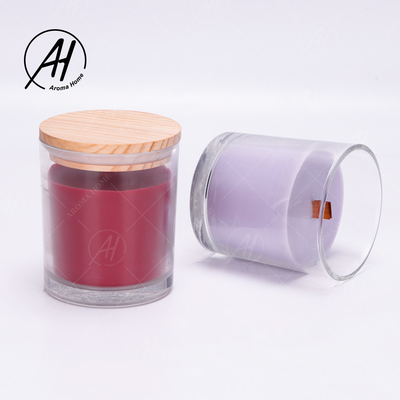 شیشه شیشه ای درب چوبی خانه Dor سفارشی موم سویا شمع های معطر برچسب خصوصی 8OZ