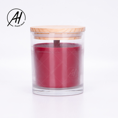 شیشه شیشه ای درب چوبی خانه Dor سفارشی موم سویا شمع های معطر برچسب خصوصی 8OZ