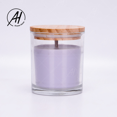 شیشه شیشه ای درب چوبی خانه Dor سفارشی موم سویا شمع های معطر برچسب خصوصی 8OZ