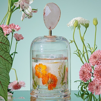 آروماتراپی فنجان کریستال گل جاودانه شمع عطری موم سویا شفابخش با روکش