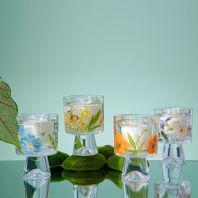 شمع معطر آروماتراپی فنجان کریستال شیشه گل جاویدان Velas Healing با کیسه