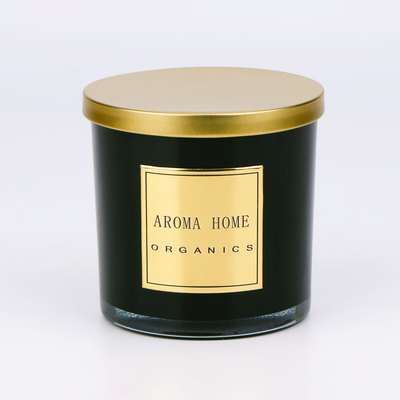 درب فلزی طلایی بطری شیشه ای مشکی موم خانگی شمع سویا لیبل خصوصی 14OZ 400 گرم