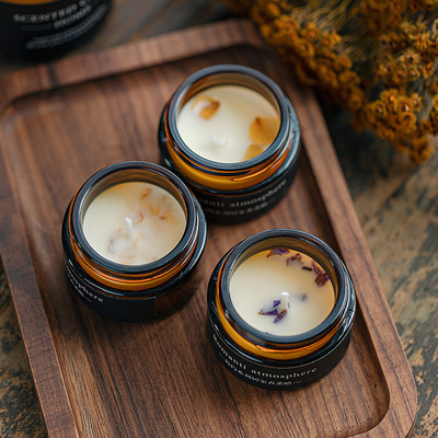 شمع معطر 25 گرمی موم سویا رنگ قهوه ای کریسمس با جعبه 3 عددی