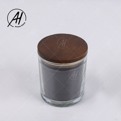 شیشه شفاف شیشه ای قهوه ای درب صلیب فتیله چوبی موم سویا شمع معطر مشکی