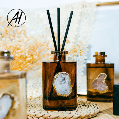 پخش کننده عطر 180 میلی لیتری بطری شیشه ای اسانس اسانس مربعی فیبر راتان
