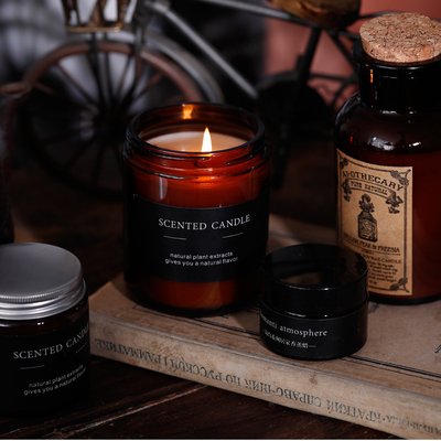 شیشه کهربایی موم سویا معطر شمع سویا رنگ قهوه ای 180 گرم