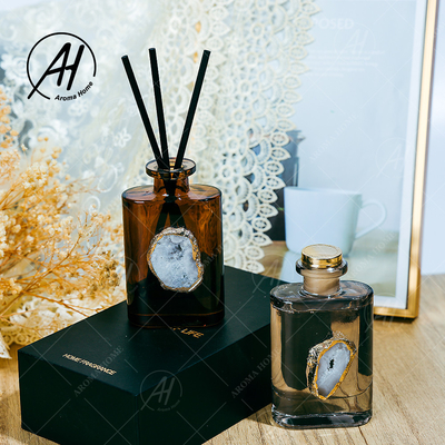 بطری شیشه ای بوی عطر بدون آتش پخش کننده نی بدون آتش برای دکوراسیون منزل