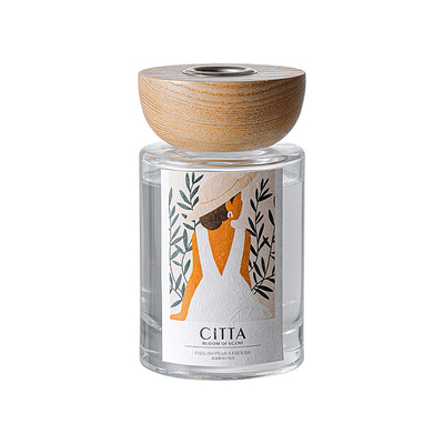 پخش کننده نی بطری شیشه ای عطر عطر اسانس آروماتراپی با درب چوبی