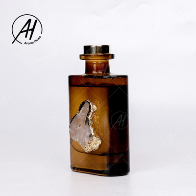 بطری شیشه ای کهربایی خاکستری کریستالی عطر بدون دود نی دیفیوزر 180 میلی لیتری برای خانه